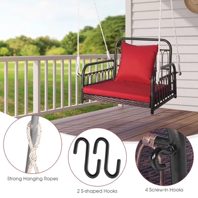 Tangkula Single Person Hanging Swing Outdoor Hanging Seat W/ Back Cushion & Seat Cushion 8 Tangkula Single Person Hanging Swing Outdoor Hanging Seat W/ Back Cushion & Seat Cushion - Image 6