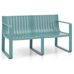 Tangkula Patio Loveseat 2-Person Bench W/ Curved Backrest Slatted Design For Backyard -Beauty house GUEST 567c21c9 eb9c 49a0 8513 2498246bdf77