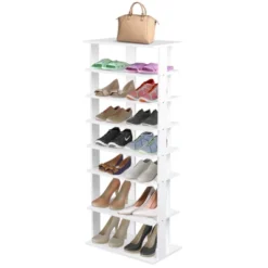 Tangkula 7-Tier Shoe Rack Free Standing Shelf Storage Modern Shoe Rack Organizer Brown/Black/White -Beauty house GUEST 56d438fc 30d6 4c30 8d9e 9aa34b63cb25