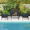 Tangkula 4 Pieces Outdoor Patio PE Wicker Sofa W/ Tempered Glass Coffee Table For Porch & Backyard -Beauty house GUEST 571feb8b ac24 4a97 8c17 62e667ccf619