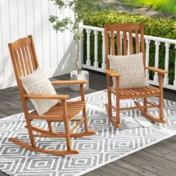 Tangkula 2 Pieces Patio Rocking Chair W/ 400 Lbs Weight Capacity Eucalyptus Wood Porch Rocker -Beauty house GUEST 575dcd6f 961c 4416 9ddb 8fb5908e5390