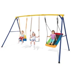 Tangkula 3-in-1 Kids Swing Set 660 LBS Carbon Steel Swing Frame W/ Belt Swing For Toddlers -Beauty house GUEST 577d0026 b83b 449f b304 5067e13b230a