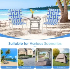Tangkula 4pcs Folding Beach Chair Camping Lawn Webbing Chair Lightweight 1 Position Blue -Beauty house GUEST 57c48c3e 2c63 4ade a28f 6f58986b23c9