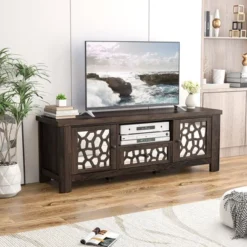Tangkula 55" Retro TV Stand Media Entertainment Center W/ Mirror Doors & Drawer Brown -Beauty house GUEST 57f630a5 42b7 467b 9153 adbfbdb86b09