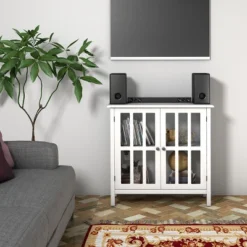 Tangkula Storage Sideboard Glass Door Accent And Display Cabinet White/Brown -Beauty house GUEST 57ff8dd7 8875 4fd9 8948 844b7844c024