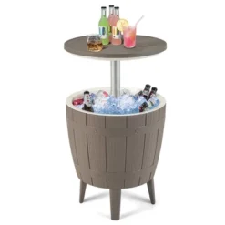 Tangkula 10 Gallon Cooler Bar Table W/ Telescopic Tabletop 3-in-1 Coffee Table Ice Bucket -Beauty house GUEST 586cbdc4 9477 40ae a6c2 fd3e8996f786