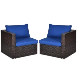 Tangkula 4PCS Rattan Corner Sofa Set Patio Outdoor Furniture Set W/ Navy Cushions -Beauty house GUEST 58cb01d7 8b3e 47d2 a796 47fb1884b66a 1