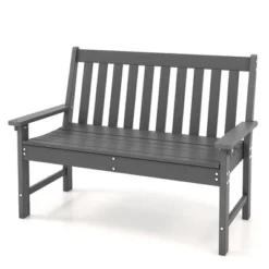 Tangkula Garden Bench All-Weather HDPE 2-Person Outdoor Bench For Front Porch Backyard -Beauty house GUEST 594b71f7 a507 448b 9f03 4ea7904c0a21