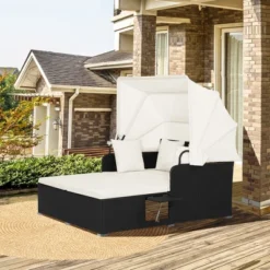 Tangkula Patio Hand-Woven PE Wicker Daybed Outdoor Loveseat Sofa Set W/ Off White Cushions 14 Tangkula Patio Hand-Woven PE Wicker Daybed Outdoor Loveseat Sofa Set W/ Off White Cushions -Beauty house GUEST 5a10badb baaa 4cf7 89a5 1832d57d2e9d