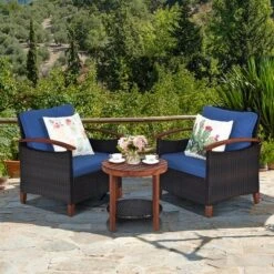 Tangkula 3PCS Patio Wicker Rattan Conversation Set Outdoor Furniture Set W/ Cushion -Beauty house GUEST 5a2aa7d3 ebdf 4dd9 b3aa 125e258a2b09
