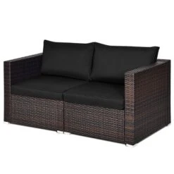 Tangkula 2-Piece Patio Wicker Corner Sofa Set Rattan Loveseat With Removable Cushions -Beauty house GUEST 5aa84ea4 cde1 434a 963d b4f66faa8af5