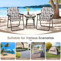 Tangkula Folding Lawn Beach Chair Portable Sand Chair Set Of 2 W/ Elegant Weaving Design Coffee 14 Tangkula Folding Lawn Beach Chair Portable Sand Chair Set Of 2 W/ Elegant Weaving Design Coffee -Beauty house GUEST 5ac6ee40 b9d5 4f16 955c 6ebb345fd8be