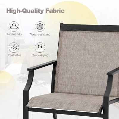 Tangkula Patio Chairs Set Of 4 Dining Chairs W/ Curved Backrest Long Armrest Breathable Fabric 6 Tangkula Patio Chairs Set Of 4 Dining Chairs W/ Curved Backrest Long Armrest Breathable Fabric - Image 4
