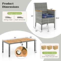 Tangkula 9 Pieces Patio PE Wicker Dining Set Outdoor Acacia Wood Table & Chairs -Beauty house GUEST 5b2027d9 bf7f 4238 9484 4d3ab50d01ab