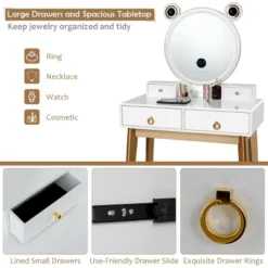 Tangkula Makeup Dressing Vanity Table Set W/ Touch Screen Mirror -Beauty house GUEST 5ba3a388 6d50 4984 a69d f5a825c9d5d8