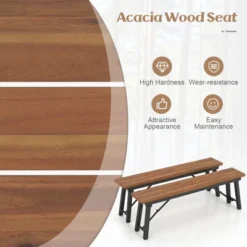 Tangkula Outdoor Folding Bench Set Of 2 55 Inches Long 2-3 Person Acacia Wood Backless Patio Dining Bench -Beauty house GUEST 5c17b62b 4c1d 4444 a7ed 876452731ef8
