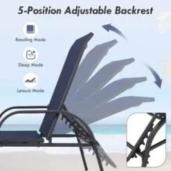 Tangkula Outdoor Lounge Chair Patio Chaise Lounge With Adjustable Backrest Reclining Pool Lounge Chair For Outside With Heavy Duty Steel Frame Navy -Beauty house GUEST 5c430115 6f30 4358 9fcc f4077add39ef