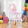 Tangkula 2-in-1 Kids Vanity Set Makeup Table & Chair Set For Toddlers W/Detachable Mirror Pink/White -Beauty house GUEST 5c692fba 5004 4a1e bed8 3a0e4a2a637e
