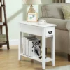 Tangkula White 2 Tier Narrow Nightstand End Bedside Sofa Side Table With Drawer And Shelf -Beauty house GUEST 5cb2a2d6 e9be 4fc8 894b 99487532baab