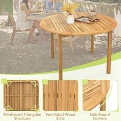 Tangkula 5 PCS Patio Dining Set Round Acacia Wood Table 4 Wicker Armchairs Outdoor Garden -Beauty house GUEST 5cdc77df 1db5 44d2 b7e8 eac6ecc9487a