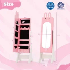 Tangkula Kids Jewelry Armoire Cabinet Free-Standing Full Length Mirror With Storage And 4 Tilt Angles -Beauty house GUEST 5cf4f383 676a 405d b8c7 0d90a2b887bb