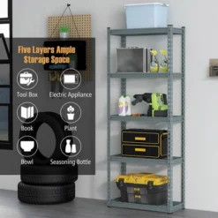 Tangkula 2 PCS 5-Tier Metal Shelving Unit Heavy Duty Wire Storage Rack With Anti-slip Foot Pads -Beauty house GUEST 5dce9ca3 6e15 4934 95b3 1b254adbd72d