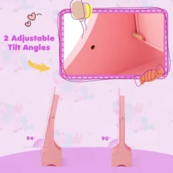 Tangkula Kids Jewelry Cabinet W/ Full-Length Mirror 2 Adjustable Tilt Angles Drawer Pink -Beauty house GUEST 5dd41302 a6d2 411c 8a9e 742f5453caa6