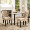 Tangkula Upholstered Dining Chairs Set Of 2 Tufted Wingback Chairs W/ Solid Wood Legs -Beauty house GUEST 5dee5738 5c8f 4100 b738 ff661db3d5b2