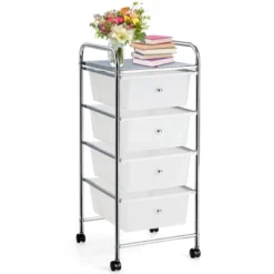 Tangkula 4 Drawer Cart Storage Container Bins With Wheels For Home&School&Office -Beauty house GUEST 5e65c1c4 4992 4ac5 b163 53cb2c6c073b
