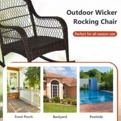 Tangkula 2-Piece Patio Garden Wicker Rattan Rocking Chair Furniture W/ Cushion -Beauty house GUEST 5e76bf17 1976 40be 8ae4 27c87858937f