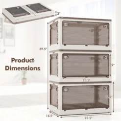 Tangkula 3-Pack Stackable Storage Bins W/Lids 24 Gallon Collapsible Plastic Container Box -Beauty house GUEST 5e8198ee f65a 453f 92b5 26ae23e6a7ca