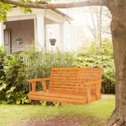Tangkula 2-Person Porch Swing Chair Wooden Garden Swing Bench W/ Adjustable Chains -Beauty house GUEST 5eb1a26b eedc 4c95 a7db 9c4a6345cc73