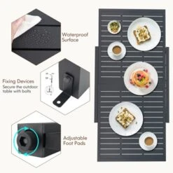 Tangkula Extendable Outdoor Dining Table 31.5 -63 Inches Patio Dining Table W/ All-weather Aluminum Frame Large Rectangular Table -Beauty house GUEST 5f036b6a b7ce 41c4 8b08 0baf7b714144