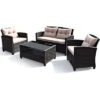 Tangkula 8pcs Outdoor Rattan Sectional Sofa Set W/Cushion Armrest Patio
