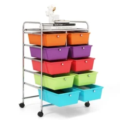 Tangkula 10-Drawer Rolling Storage Cart Tools Scrapbook Paper Organizer On Wheels Multicolor -Beauty house GUEST 5f47b952 4792 40f5 8559 d280e4631df2