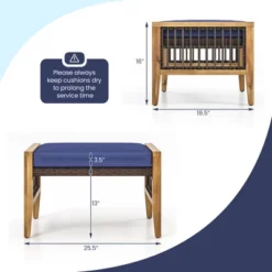 Tangkula 2PCS Acacia Wood Outdoor Patio Ottoman Footstool W/ Removable Cushion -Beauty house GUEST 5f992a27 388d 4f63 b429 f6c7bf4c442e