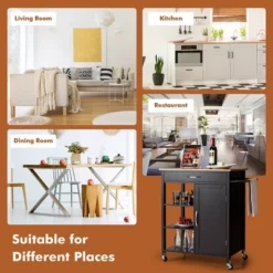 Tangkula Mobile Kitchen Island Cart Serving Utility Trolley Drawer Shelf Towel Rack -Beauty house GUEST 5ff489c1 c449 4ec5 ad61 3f43dc795678
