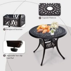 Tangkula 3PCS Cast Aluminum Patio Bistro Set Outdoor Dining Table & Chair Furniture Set -Beauty house GUEST 6019ec33 5740 4af0 8c2e e896d13f793b