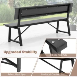 Tangkula Patio 4-Person Bench 72 Inch Extra Long Bench W/ All-Weather HDPE Seat & Back Heavy-Duty Metal Support For 1100 Lbs Max Load 4-Seat Chair -Beauty house GUEST 602e4181 a609 41e2 9729 1a73a1884128