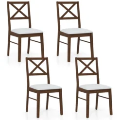Tangkula Dining Chairs Set Of 4 Upholstered Kitchen Side Chairs W/ Rubber Wood Frame -Beauty house GUEST 602f41fd fe19 467f b7ae 1127a970e6dc