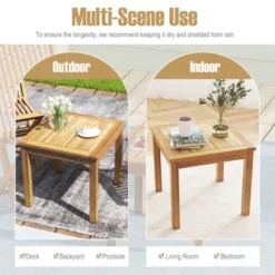 Tangkula 2PCS Outdoor Square Teak Wood End Table Coffee Table For Porch Deck Garden Patio -Beauty house GUEST 603d6f7a b56d 47eb 845d 3914eecd563f 1