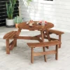 Tangkula 6-Person Round Picnic Table Set W/ 3 Built-in Benches 2" Umbrella Hole -Beauty house GUEST 60925907 e29e 4cf7 8421 481805cd44a9