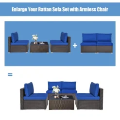 Tangkula 2PCS Patio Sectional Armless Sofas Rattan Furniture Set Outdoor W/ Cushions -Beauty house GUEST 6100c19c 97d5 4edb 9406 a29d1d55dc8f