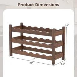 Tangkula 3 Tier 18 Bottle Drinks Storage Cabinet Shelf Bamboo Drinks Rack For Drinks Lovers -Beauty house GUEST 61ca1f9c b1dc 404b aa38 58886f7dcf6c