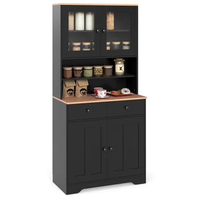 Tangkula Pantry Cabinet 67" Tall Kitchen Floor Cabinet W/ 2 Removable Shelves 2 Drawers 11 Tangkula Pantry Cabinet 67" Tall Kitchen Floor Cabinet W/ 2 Removable Shelves 2 Drawers - Image 9