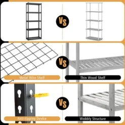 Tangkula 2PCS 5-Tier Metal Shelving Unit Heavy Duty Wire Storage Rack With Anti-slip Foot Pads -Beauty house GUEST 61eadd92 c3e1 4b4e 96e1 2f0777a2324c 1