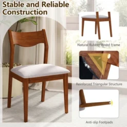 Tangkula Wooden Dining Chair Set Of 4 W/ Rubber Wood Frame Wide Padded Seat -Beauty house GUEST 6215ee6d 509c 420e bad9 93ab7989ed44