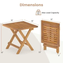Tangkula 2 PCS Outdoor Folding Side Table Acacia Wood End Table Square Patio Bistro Table -Beauty house GUEST 6252d816 7e4c 4279 98d5 fc686e70fd05 1