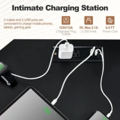 Tangkula L-Shaped Desk With Power Outlet 66” Computer Corner Desk With CPU Stand & Heavy-duty Metal Frame Rustic Brown/Black -Beauty house GUEST 62f83d19 ddf1 46b3 b7c2 bb7d0f524dee