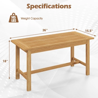 Tangkula 36"Patio Coffee Table Solid Wood Coffee Table W/ Slatted Tabletop Natural 10 Tangkula 36"Patio Coffee Table Solid Wood Coffee Table W/ Slatted Tabletop Natural - Image 8